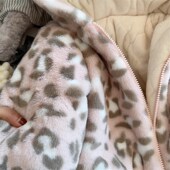 女童加绒加厚豹纹棉服2024冬季 儿童保暖连帽外套宝宝撞色棉衣 新款