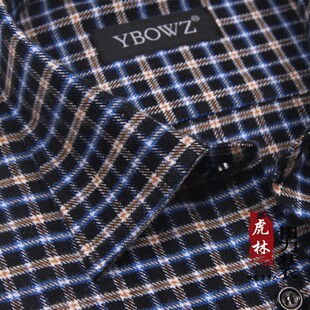 长袖 男士 衬衫 纯棉磨毛休闲免烫格子男式 春秋季 全棉衬衣爸爸装 新款