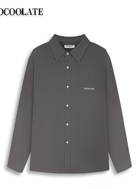 ：CHOCOOLATE简约亚麻字母刺绣长袖衬衫6163-1116301