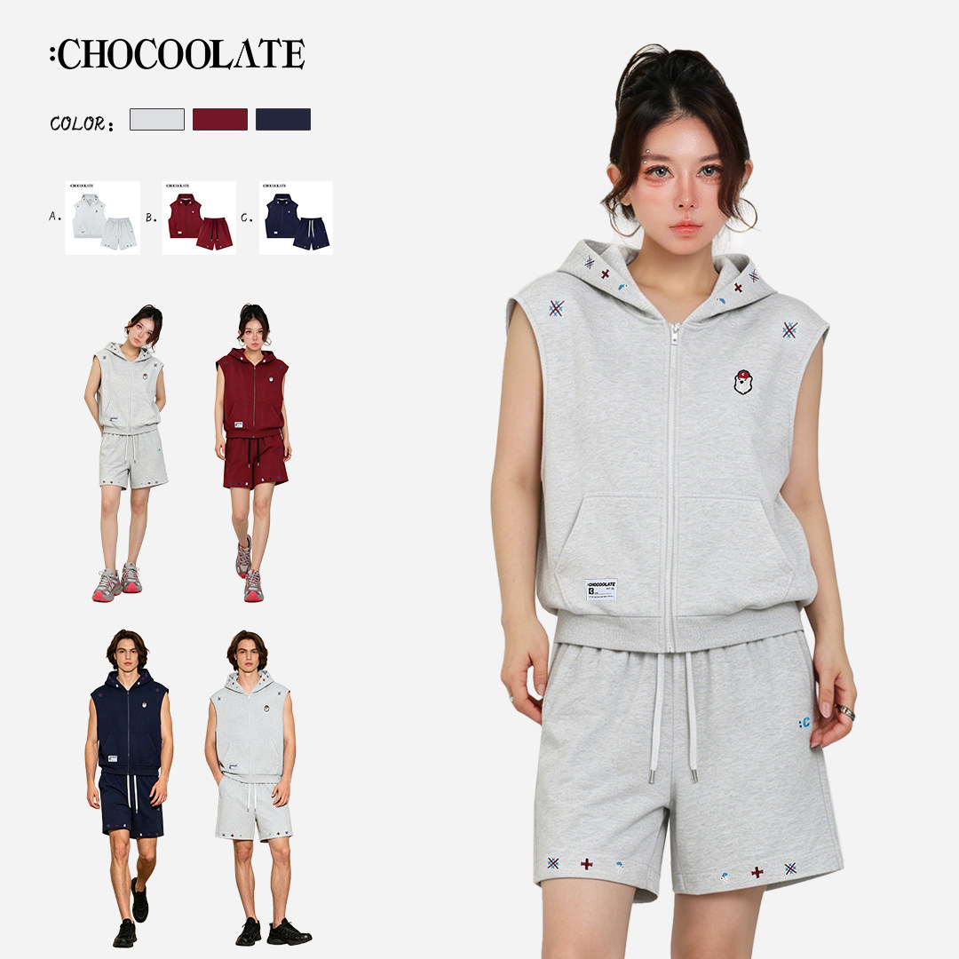 ：CHOCOOLATE立体刺绣连帽情侣卫衣马甲CCLVTXKL65180
