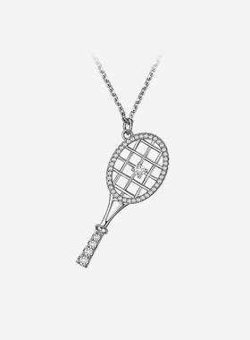 纯银网球拍吊坠项链女配饰锁骨链