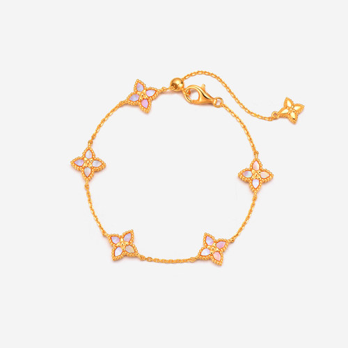 纯银粉贝四叶草手链女轻奢小众