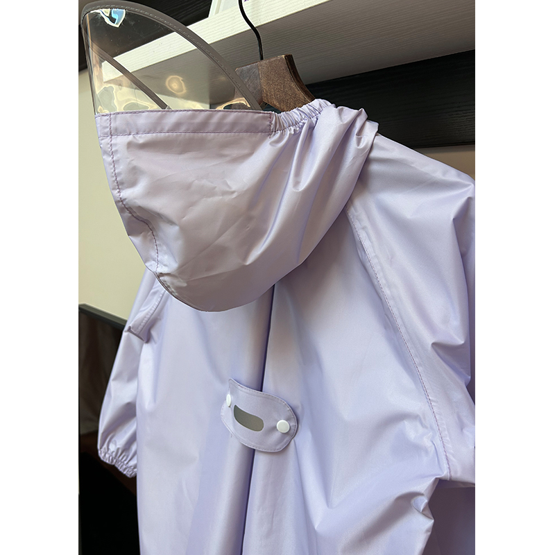 202新款轻薄纯色长款儿童雨衣男女童透气便携书包位帽檐雨披