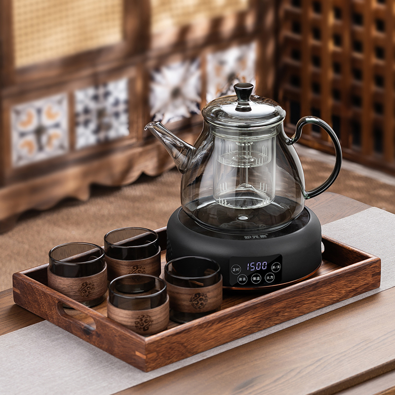 全玻璃蒸汽煮一体茶壶家用耐热养生壶新款煮茶器电陶炉整套装茶具