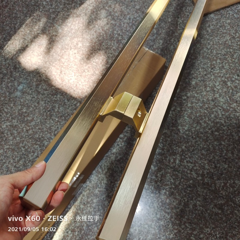 玻璃门拉手铝合金黑色金色拉丝拉门扶手对装可孔距有框门把手
