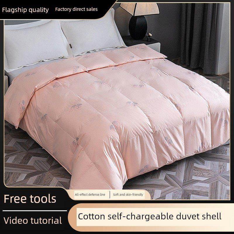 100%纯棉羽绒被外壳，纯棉被套，防钻丝绒，自填丝绒，半成品衬垫