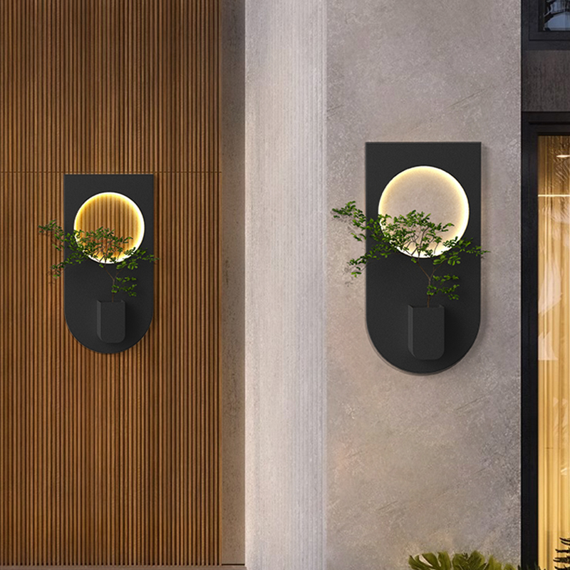 户外壁灯防水别墅室内外露台景观圆形壁灯庭院阳台月牙太阳能壁灯