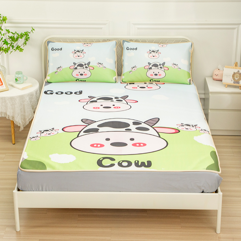 牛牛可爱儿童学生凉席三件套夏季冰丝席单人宿舍可水洗可机洗折叠