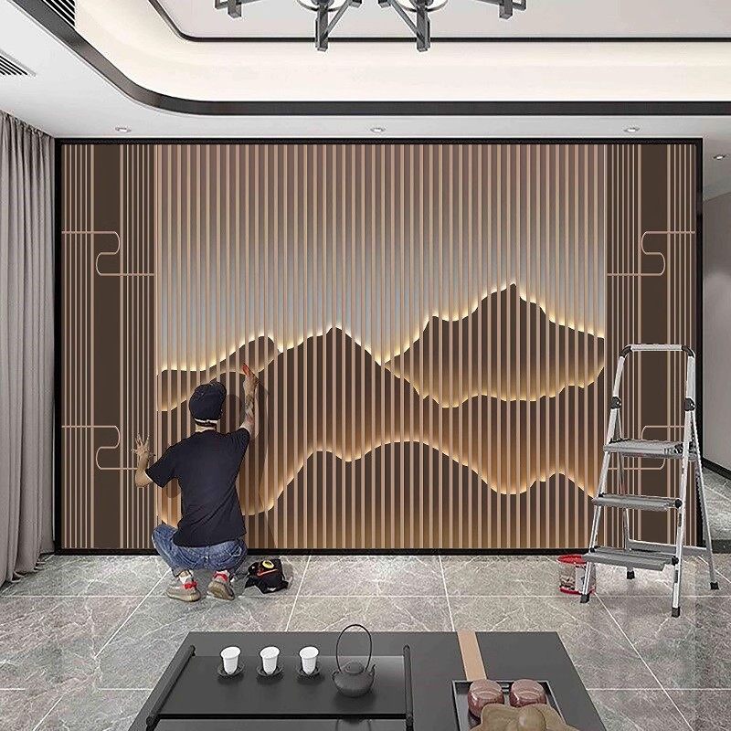 客厅美容养生馆山水造型扣板墙板