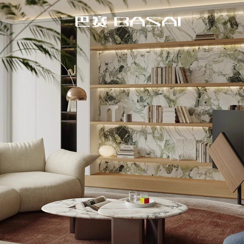 冷翡翠绿大理石墙纸高端电视背景墙布鱼肚白客厅墙纸沙发玄关壁布,家装主材,定制壁画,淘宝优惠券,粉丝福利购,淘宝优惠卷