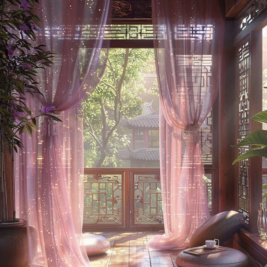 竹子古风摄影直播高级逼真网红直播背景布