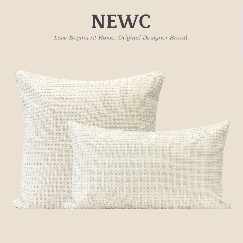 NEWC新宸优品现代家用纯色抱枕客厅沙发卧室白色绒面装饰靠垫