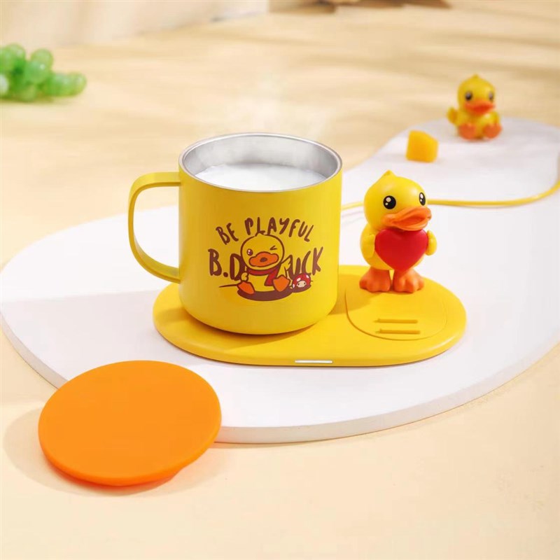 B.Duck小黄鸭恒温杯垫加热智能55度无线充电USB含316不锈钢杯子