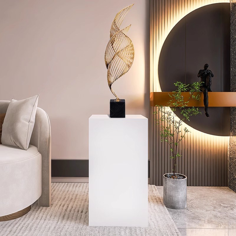 橱窗工艺品白色展示柜台圆形加高地台陈列架花瓶方形垫高底座