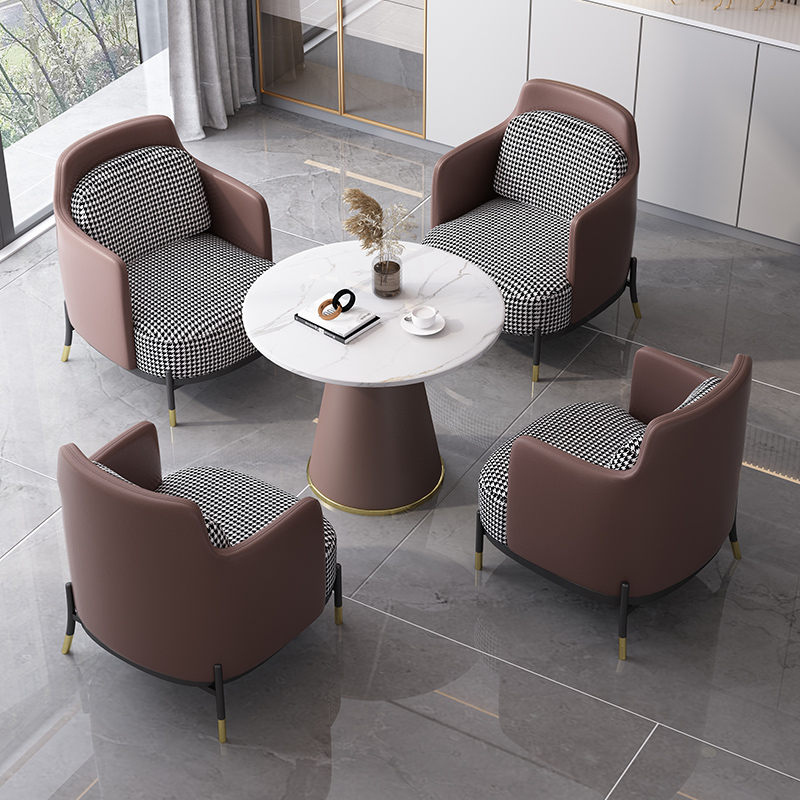 现代餐桌家用小户型吃饭桌圆桌休闲洽谈接待桌椅阳台桌椅