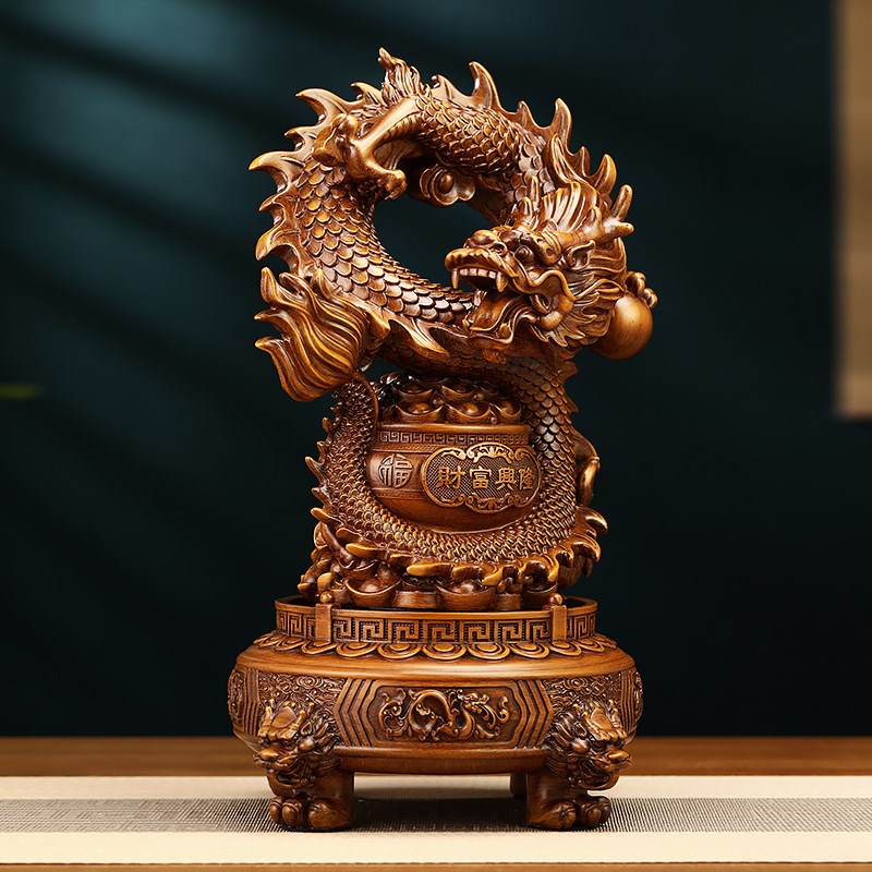 财富兴隆招财龙聚宝盆三足鼎客厅办公室酒柜装饰店铺业礼品