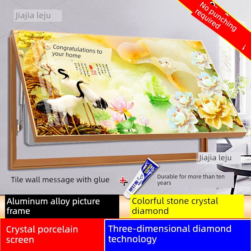 仪表箱装饰画202新型大尺寸无冲孔配电箱挡油杆高端水晶瓷挂画