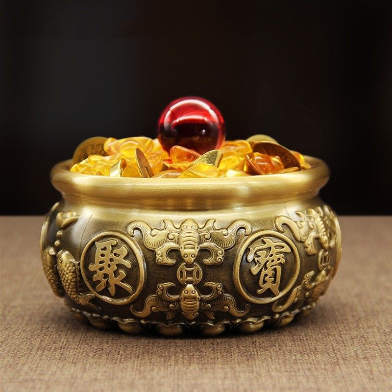 黄铜聚宝盆高档客厅乔迁装饰品办公室招财店铺公司业礼品,家居饰品,国学摆件,淘宝优惠券,粉丝福利购,淘宝优惠卷