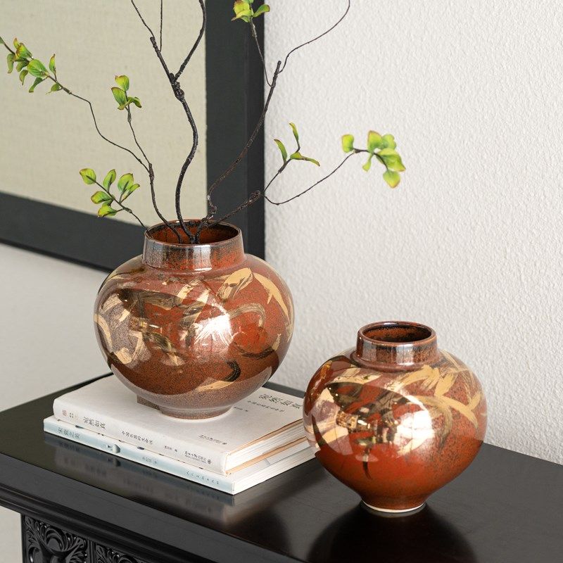 新手绘窑变鎏金级感陶瓷酒店样板间端书柜前台软装饰品,家居饰品,花瓶,淘宝优惠券,粉丝福利购,淘宝优惠卷