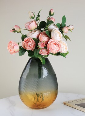 玻璃花瓶轻奢餐桌摆件样板间摆设现代客厅装饰品茶几玄关工艺品