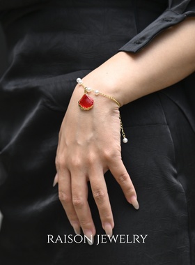 Raison红贝壳18K金珍珠手链原创复古海边度假风气质港风高级感