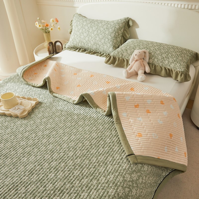 春秋榻榻米床盖单件夹棉炕单毯四季通用双面加厚床单三件套高级感