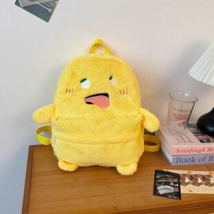 可爱小奶龙双肩包新款搞怪毛绒背包搞怪丑萌胖猫大容量可爱小书包