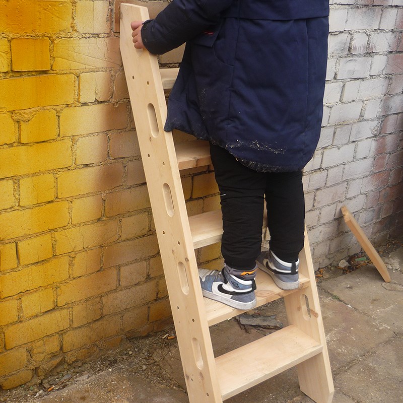钢结构实木室内梯子榫卯实木阁楼直梯loft楼梯别墅复式登高楼定制