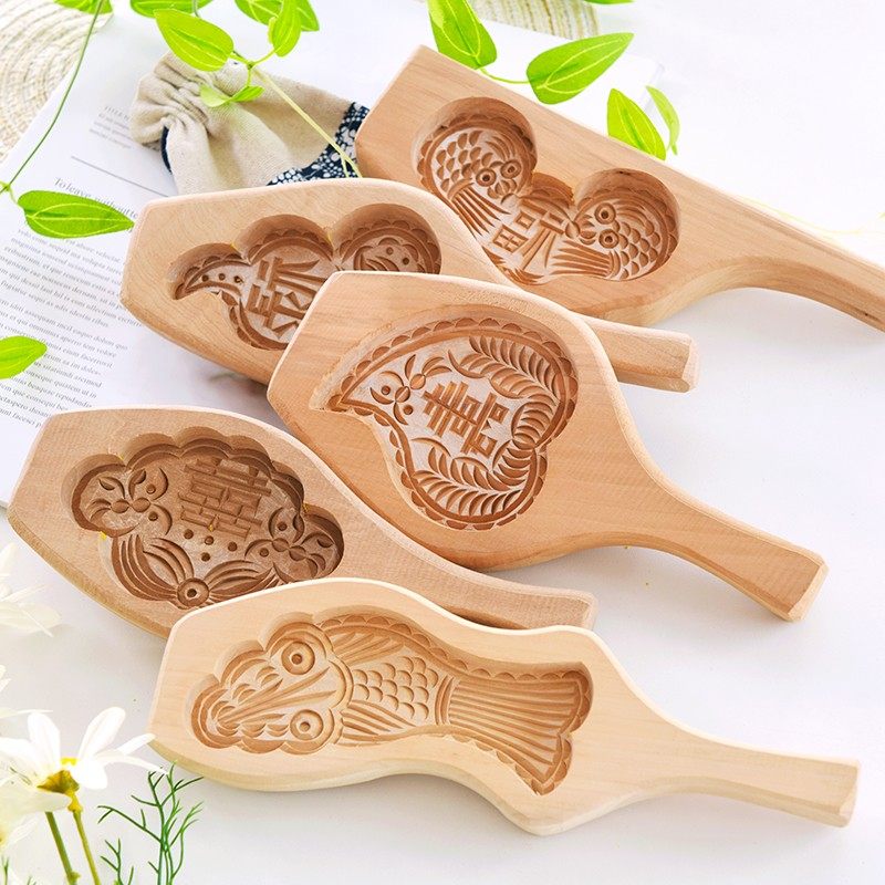 小厨娘手工制作木质馒头月饼饼干福禄寿喜鱼面食食品烘焙榼子模具