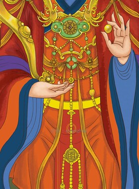 王母娘娘画像 西王母瑶池金母神仙水陆画卷轴挂画 丝绸饰画