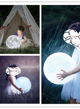 摄影道具发光月亮球灯创意街拍夜景道具儿童影楼拍照星球橱