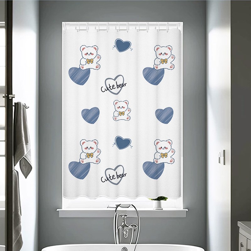 浴室卫生间窗帘免打孔厕所小窗户防窥遮挡帘防水防走光帘子布