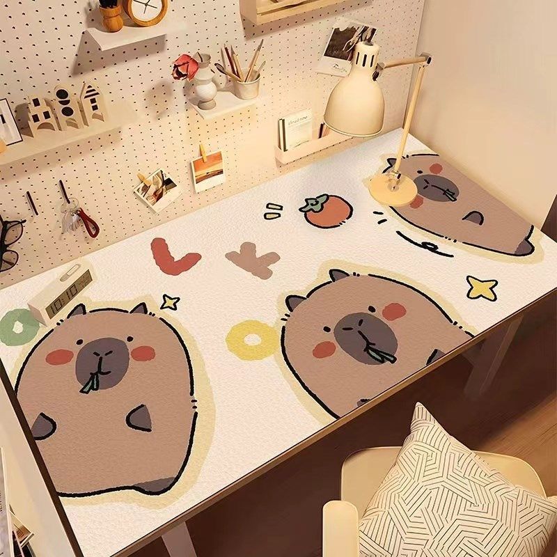 卡皮巴拉学生书桌垫环保儿童水豚鼠皮革写字台护眼桌布学习课桌垫,居家布艺,桌布,淘宝优惠券,粉丝福利购,淘宝优惠卷