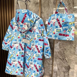 書包位雨披 2024新高品質卡通環保兒童雨衣男女童寶寶幼兒連體長款