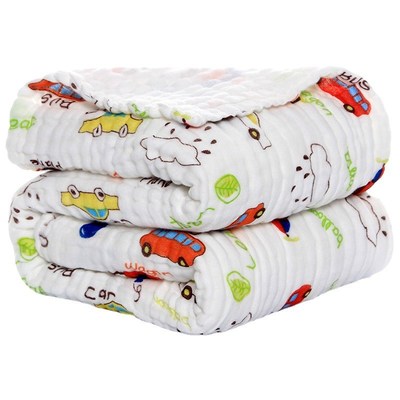 六层水洗棉普密纱布婴幼少儿浴巾宝宝盖毯卡通印毛巾被吸水透气