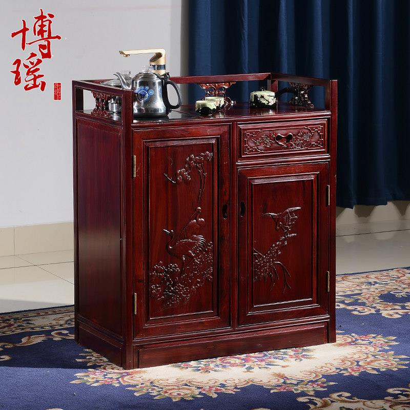 红木茶柜餐具柜中国实木雕刻茶几与电磁炉非洲红木茶柜