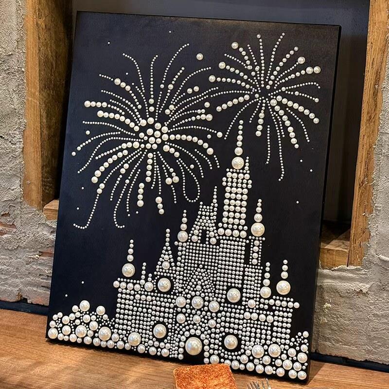 城堡烟花立体珍珠画diy手工自粘贴画圣诞礼物客厅装饰画2025新款