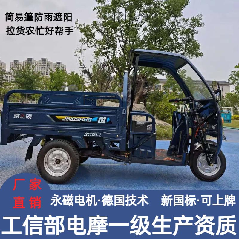 电动三轮车带棚半封闭拉货载货农用快递送货接送孩子老年摆摊电瓶