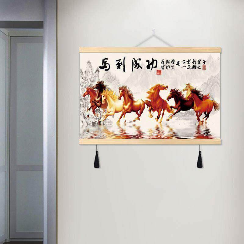 马到成功办公室挂画壁画八骏马国画客厅书房餐厅床头装饰画字画