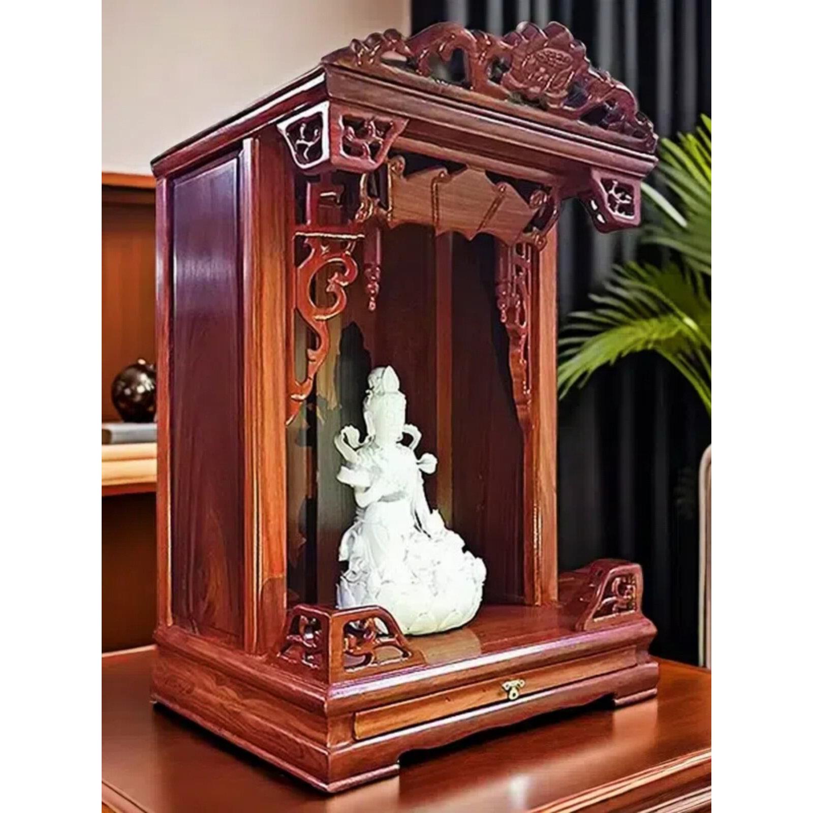 壁挂式花梨木家用佛龛新中式实木神龛吊柜财神关公供台神佛柜供桌