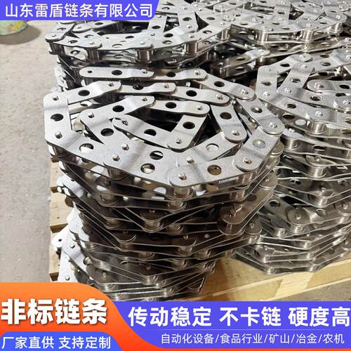 非标碳钢重型滚子链不锈钢双节距单侧戴尔弯板链条工业传动链条