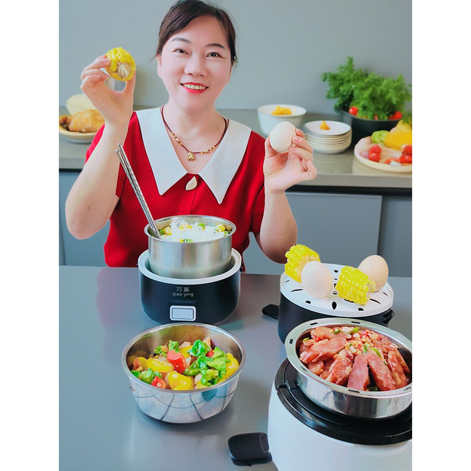 巧赢电热饭盒可插电加热蒸煮保温桶饭盒上班族带饭便携蒸煮加热器