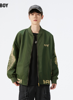 BAD BOY飞行员夹克外套男士冬季新款潮牌翅膀刺绣工装百搭外套