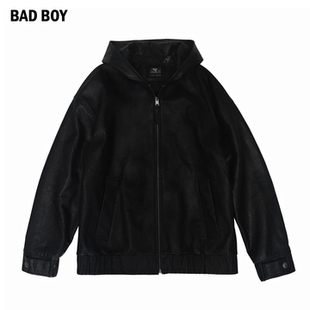 BAD BOY绵羊皮刺绣休闲连帽外套
