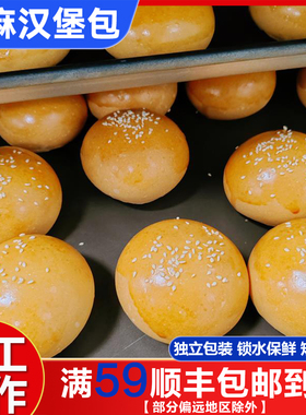 美式芝麻汉堡包商用半成品手工烘焙汉堡胚营养早餐短保面包胚批发