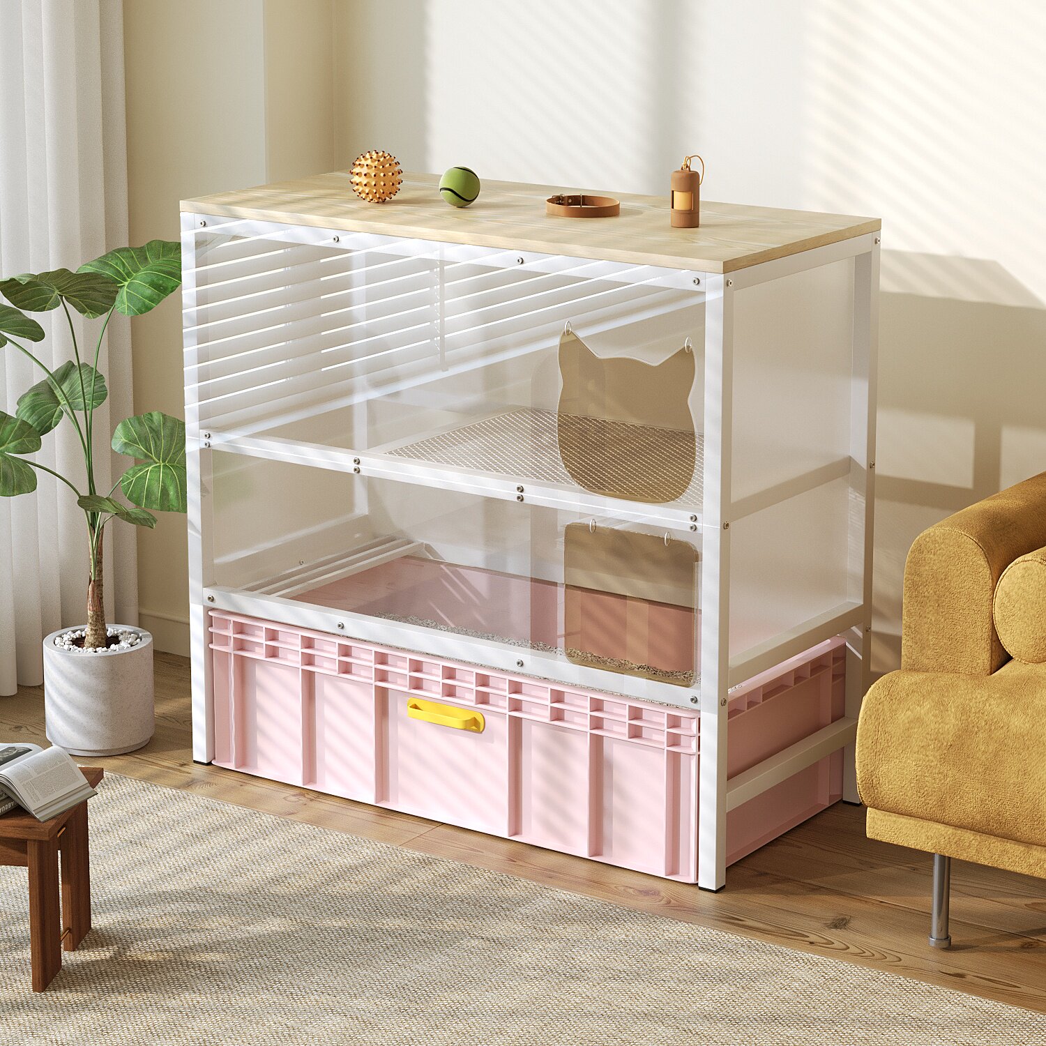 二代86cm全封闭柜子猫砂盆上方置物架一体双层超大号防外溅猫厕所