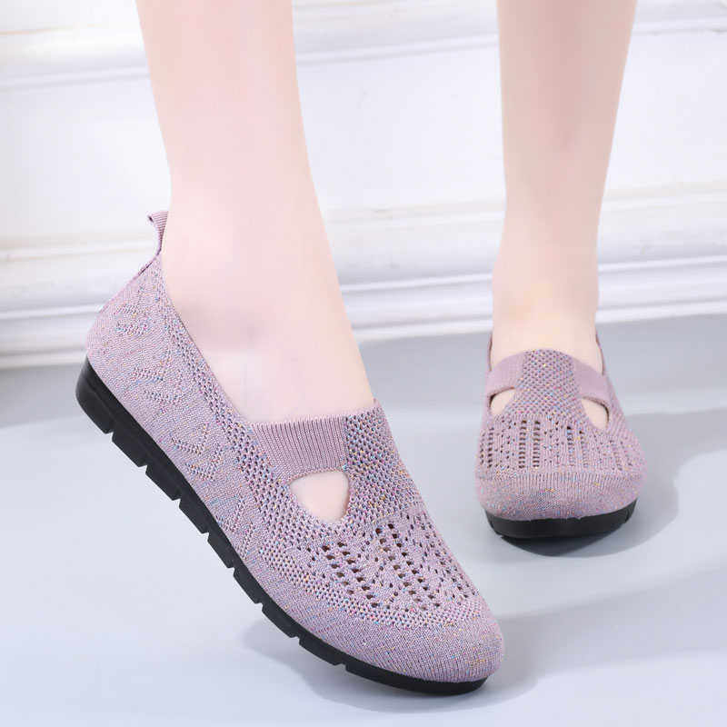 新疆包邮春夏一脚蹬平底舒适网布面休闲女鞋防滑软底轻便透气中老,女鞋,网面鞋,淘宝优惠券,粉丝福利购,淘宝优惠卷