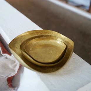 艺术感铜盘黄铜盘日式 铜盘果盘壶盛壶托盘甜品盘茶盘餐盘丘田麦棠