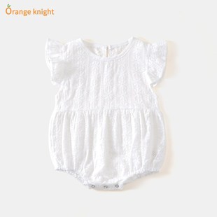 韩国婴儿衣服可爱公主纯棉女宝宝薄款 三角哈衣 网红百天满月服夏装