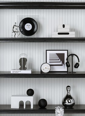 样板间客厅d书房书桌摆件售楼部展厅现代简约音乐主题软装饰品组